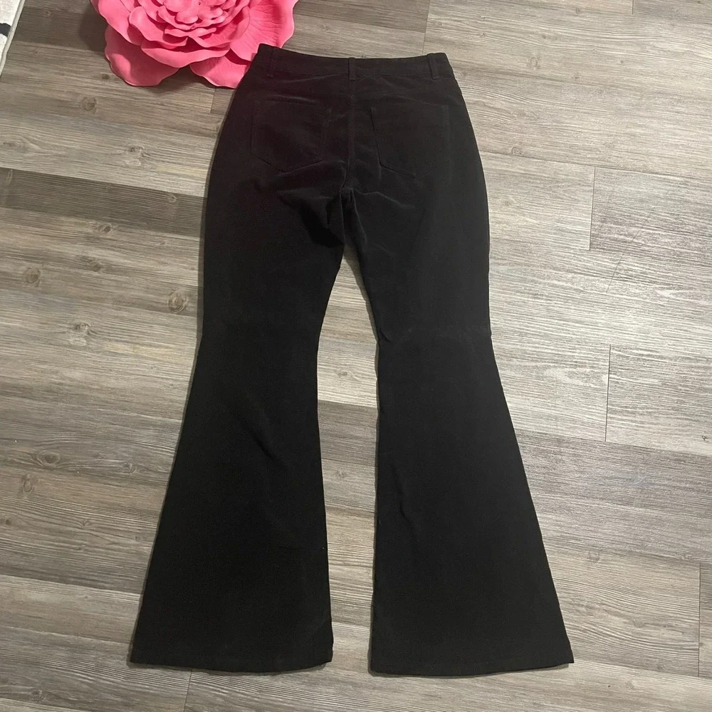 NWT ANTONIO MELANI Womens Sz 10 Black VERONICA Velvet Flare Leg Pants 33
